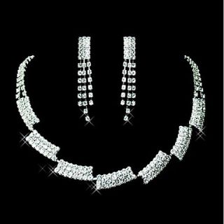 Gorgeous Simple Design Alloy With Rhinestone Womens Jewelry Set Including Necklace,Earrings
