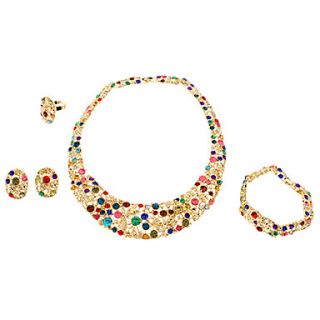 Full Colorful Rhinestone Studded Jewelry Set