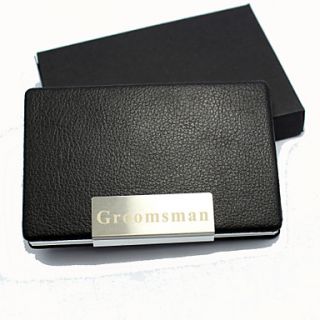 Personalized Business Card Holder With Red Leatherette Cover