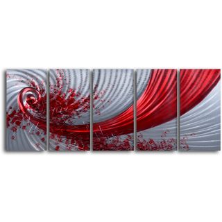 Razor Wind 5 piece Handmade Metal Wall Art Set (LargeSubject AbstractImage dimensions 24 inches high x 60 inches wide x 1 inches deepPanel dimensions (each) 24 inches high x 12 inches wide  )