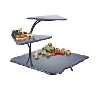 Cal Mil 3 Tier Gourmet Faux Stone Serving Display   20x30x18, Acrylic, Black