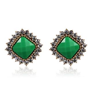 Charming Alloy Crystal Square Green Earrings