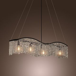 Contemporary Chandelier with 5 Lights in Crystal Tassels