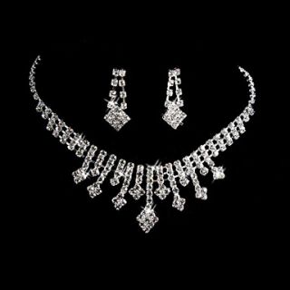 Beautiful Rhinestones Alloy Plated Wedding Bridal Jewelry Set Including Necklace And Earrings