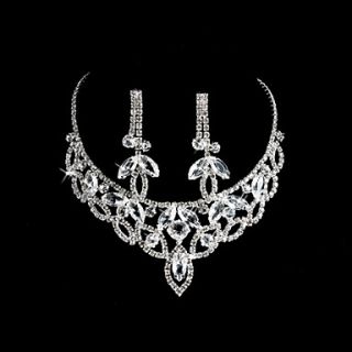 Elegant Alloy With Rhinestones Wedding Bridal Jewelry Set Including Necklace And Earrings