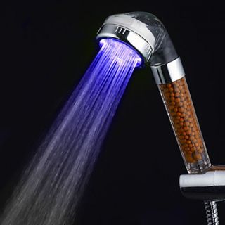 Contemporary Chrome Finish Water Purification LED Showerhead
