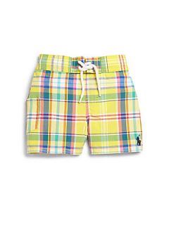 Ralph Lauren Infants Plaid Tulum Swim Trunks   Yellow Plaid