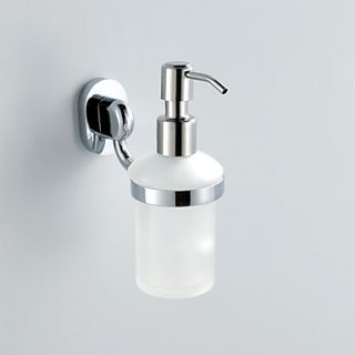Chrome Finish Contemporary Style Wall Mounted Brass Round Shape Liquid Soap Dispenser Rack