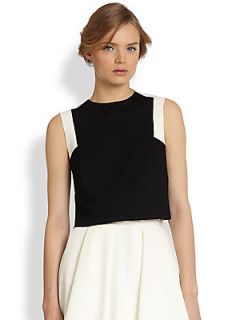 Torn by Ronny Kobo Daisy Two Tone Cropped Top   Black/White