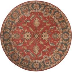 Hand tufted Kiso Rust Traditional Border Wool Rug (6 Round)