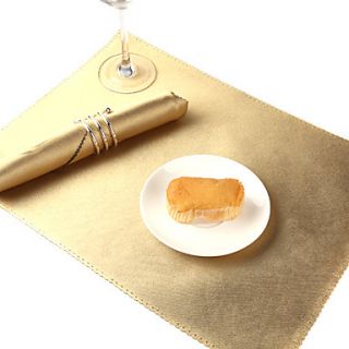 Set of 4 Modern Solid Golden Polyester Placemats