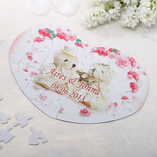 Personalized Heart Shaped Jigsaw Puzzle   Lovely Bear