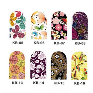 12PCS 3D Full cover Nail Art Stickers Cartoon Flower Series(NO.2,Assorted Color)