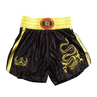 Kick Boxing Professional Embroidery Shorts Golden Dragon Black (Average Size)