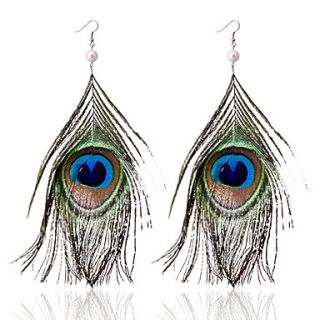 Fashionable Peacock Feather Pearl Earrings