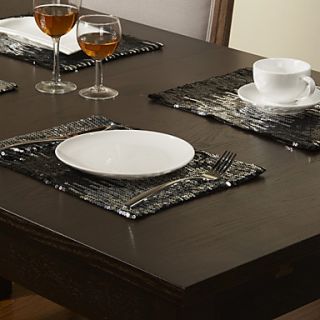 Set of 4 Modern Sequins Embellished Placemats