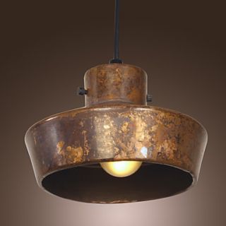 40W Retro Artistic Pendant Light with Rusty Metal Hat shaped Shade