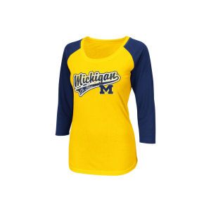 Michigan Wolverines Colosseum NCAA Womens Shortstop Three Quarter Sleeve Raglan T Shirt