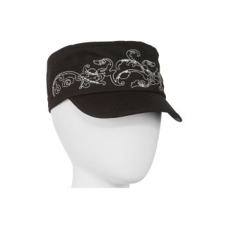 Scala Embroidered Cadet Cap, Black, Womens