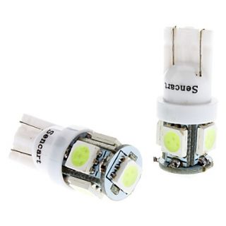 T10 1W 5x5050SMD Ice Blue Light LED Bulb for Car Instrument/License Plate/Turn Signal Lamps (DC 12V, 1 Pair)