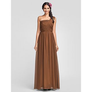 Sheath/Column One Shoulder Floor length Chiffon Bridesmaid Dress(605526)