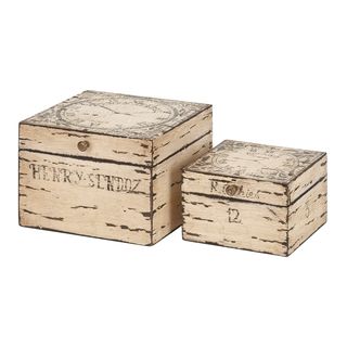 2 piece Decorative Wood Box Set (Brown A class apart storage additionDesigned for elite class decor enthusiastsClassic space filler that attracts everyone Well seasoned quality wood Dimensions 8 inches wide, 6 inches wideColor Brown A class apart storag