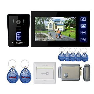 7 Touch Panel Video Door Phone System with Electronic Controlling Lock RFID keyfobs