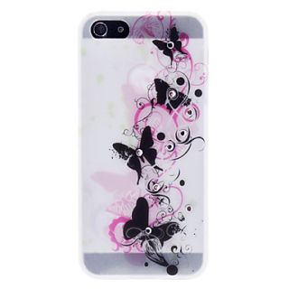 Black Butterfly Pattern TPU Case with Rhinestone for iPhone 5/5S
