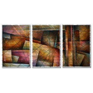 Michael Lang Relaxed 3 piece Metal Wall Hanging (MediumSubject AbstractImage dimensions 23.5 inches tall x 50 inches wide x 1.5 inches deep )