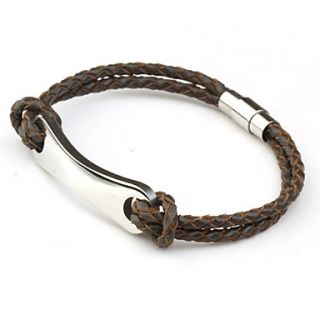 Titanium Steel Coffee Double chain Leather Woven Bracelet