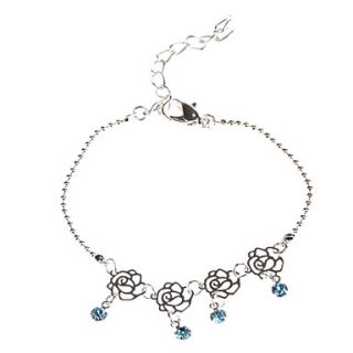 Blue Four Diamond Thin Flower Bracelet