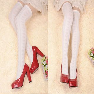 Pure White Heart Pattern Cotton Sweet Lolita Over Knee Socks