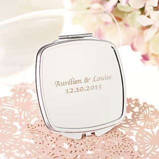 Personalized Stainless Steel Compact Mirror Favor