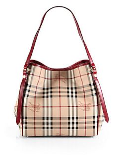 Burberry Check Tote   Military Red