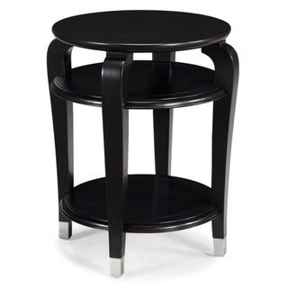 Harper Black And Cherry Glass top Round Accent Table