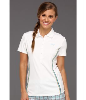 PUMA Golf Ombre Trim Polo Shirt 13 Womens Short Sleeve Knit (White)