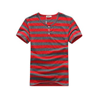 Mens Round Collar Stripes T Shirt(3)