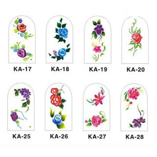 12PCS 3D Full cover Nail Art Stickers Flower Series(NO.3,Assorted Color)