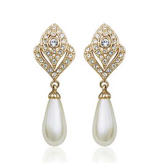 High Quality Alloy And Imitation Pearls 18K Gold Plated Earrings(Length x Width 47 x 17 mm )