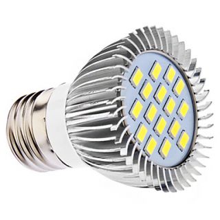 E27 5W 16x5630SMD 400 450LM 6000 6500K Natural White Light LED Spot Bulb (110/220V)