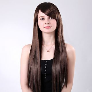 Capless Side Bang Long Brown Curly High Quality Synthetic Wings