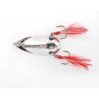 Metal Bait Spoon Fishing Lure Double Hooks With Feather 45MM 11G