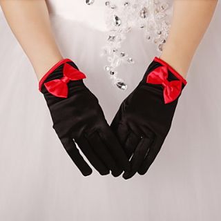 Fashion Satin Fingertips Wrist Length Wedding/Evening Gloves With Bow