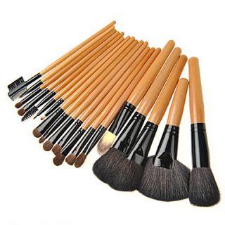 19PCS Yellow Handle Makeup Brush Kits With Black Leather Pouch