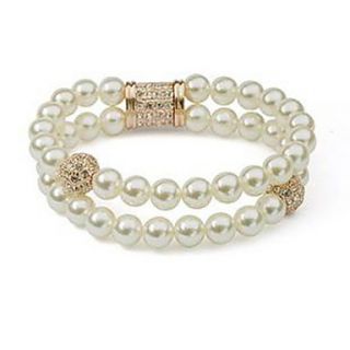 Charming 18K Gold Plated Alloy With Pearls Ladies Bracelet
