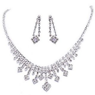 Cute Rhinestone Silver Plating Alloy Wedding Jewelry Set Including Earrings,Necklace