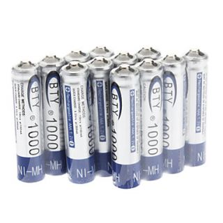 BTY Home Ni MH AAA 1000mAh 1.2 V Rechargeable Battery 12pcs