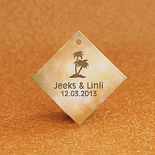 Personalized Rhombus Favor Tag   Palm Tree (Set of 30)