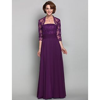 Sheath/Column Strapless Chiffon And Lace Mother of the Bride Dress (605581)