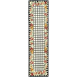Hand hooked Harvest Ivory/ Black Wool Runner (26 X 12) (WhitePattern KitchenTip We recommend the use of a non skid pad to keep the rug in place on smooth surfaces.All rug sizes are approximate. Due to the difference of monitor colors, some rug colors ma